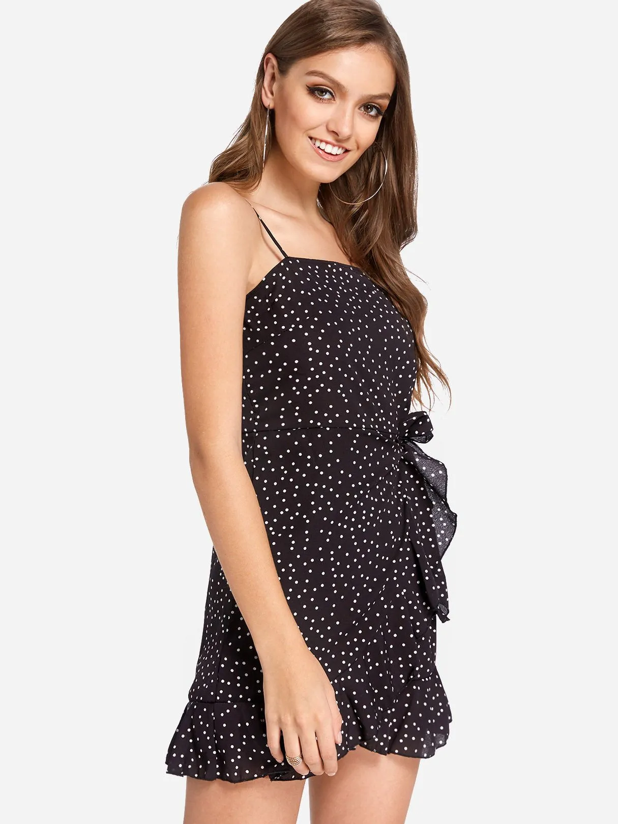 Wholesale Sleeveless Polka Dot Backless Self-Tie Casual Dresses