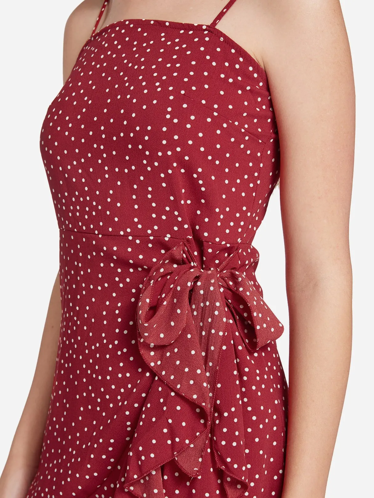 Wholesale Sleeveless Polka Dot Backless Self-Tie Casual Dresses