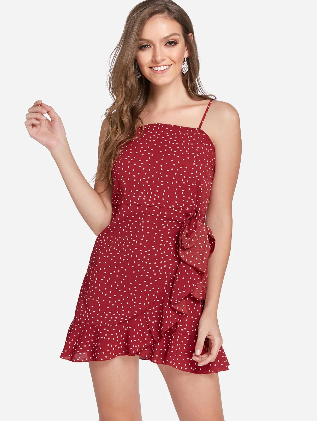 Wholesale Sleeveless Polka Dot Backless Self-Tie Casual Dresses